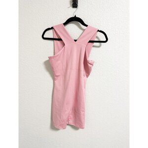 Heros Active Sleeveless Unitard Romper V Neck Wide Strap Athletic Pink Large